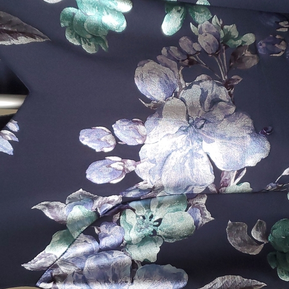 Blue and green floral foil Cleo princess cut dress in size large - Picture 2 of 7